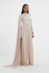 Elegant Draped Wide Leg Pants Set