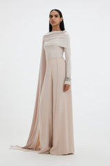 Elegant Draped Wide Leg Pants Set