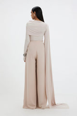 Elegant Draped Wide Leg Pants Set