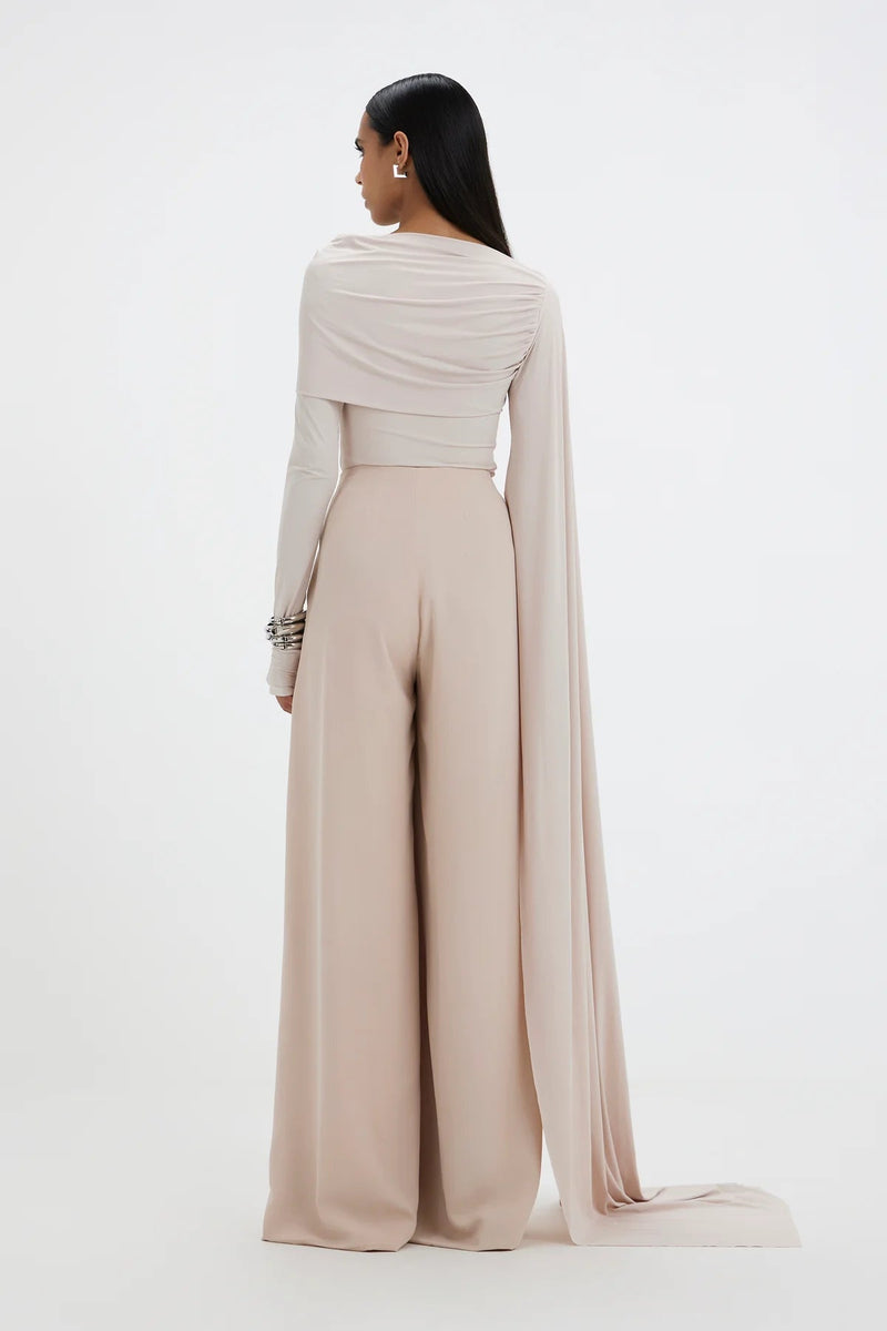 Elegant Draped Wide Leg Pants Set