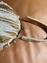 Saplı Altın Kristal İşlemeli Kese