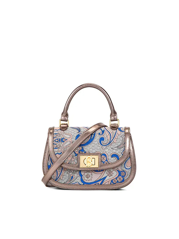 CHRISBELLA Embroidered Bamboo Handle Bag