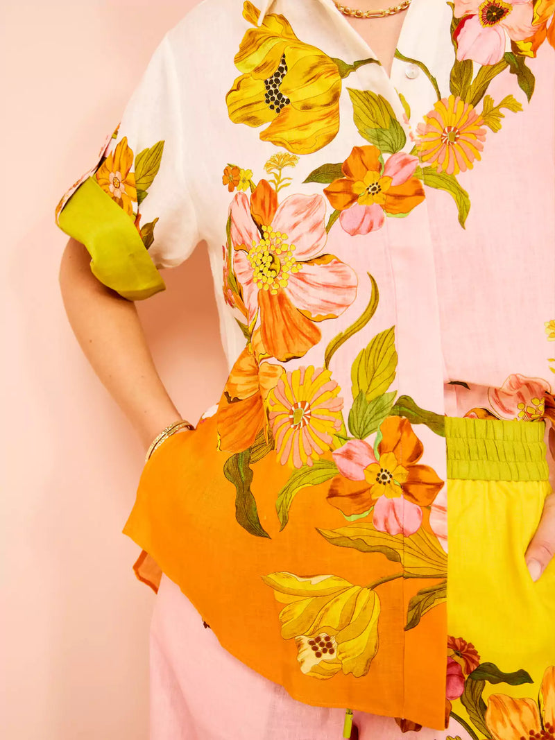 Benzersiz Baskı Beli Lastikli Cepli Geniş Paça Pantolon-Takım