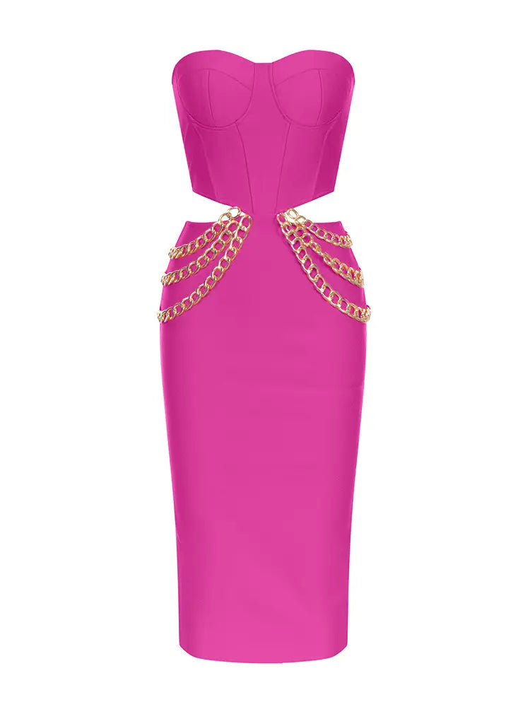 Şık Kolsuz Bel Kesim Elbise