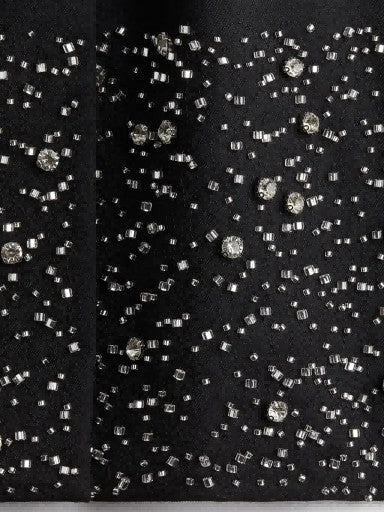 Taş Süslemeli İpek Ceket Şort Takımı