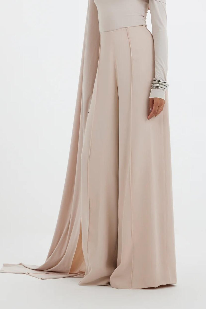 Elegant Draped Wide Leg Pants Set