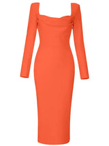 Seksi Bandaj Kare Yaka Elbise