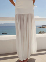 Tulle Hanging  Neck Panel Evening Gown