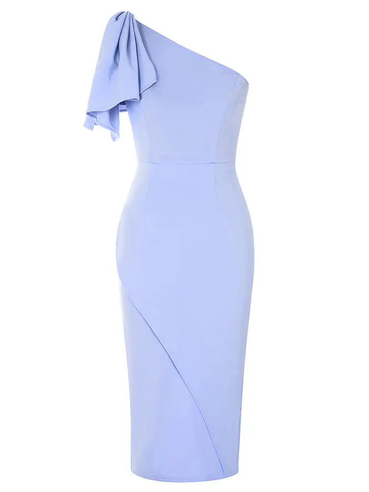 Vintage Asimetrik Tek Omuz Elbise