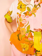 Benzersiz Baskı Beli Lastikli Cepli Geniş Paça Pantolon-Takım