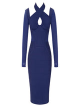 Vintage Sırt Açık Halter Akşam Elbisesi