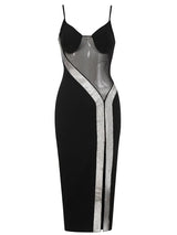 Seksi Vintage Sırt Dekolteli File Elbise