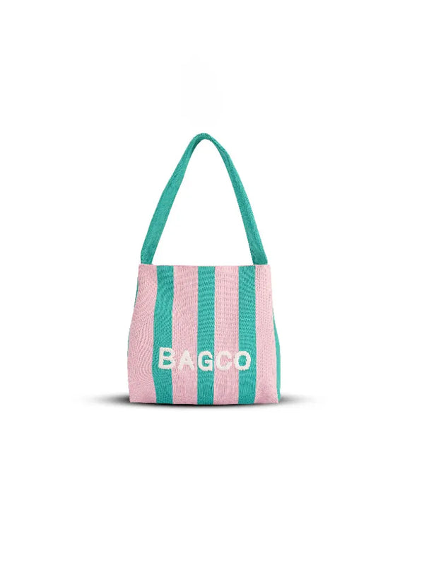 Colorblock Knit Tote Bag