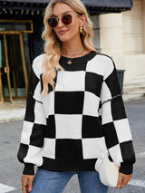 Kareli Renk Bloklu Kazak