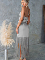 Off-Shoulder Fringe Bodycon Dress