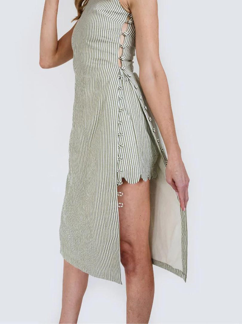 Seersucker Olive Midi Tunic Shorts Sets