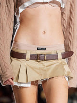 Pileli Yıpranmış Mini Etek