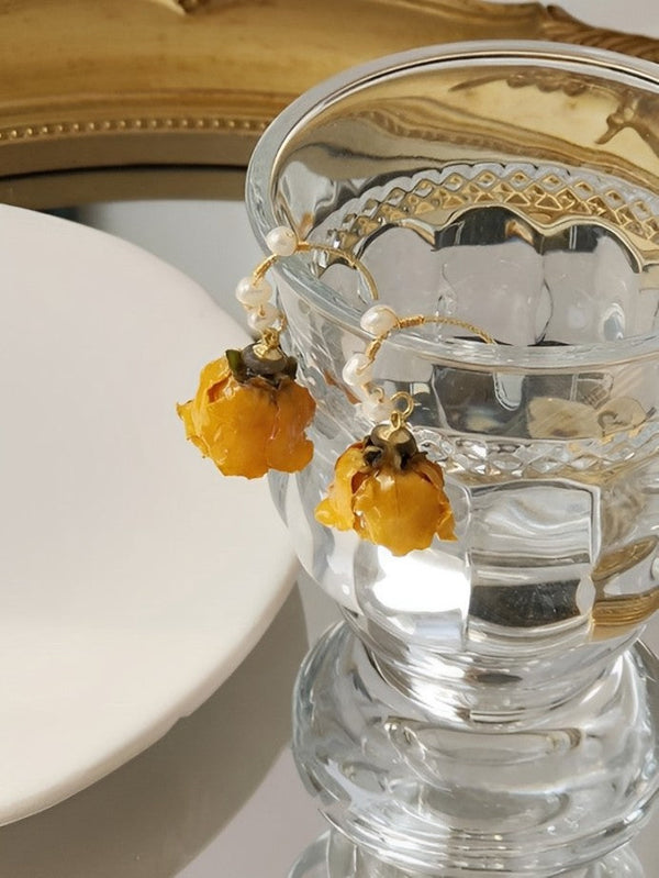 Turuncu Gül Küpe - Hannah