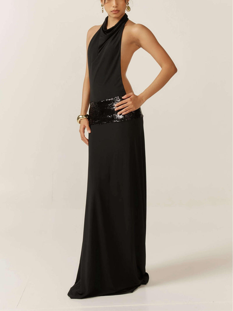 Adele Halter Black Gown