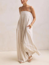 Pleated Slip Maxi Dress