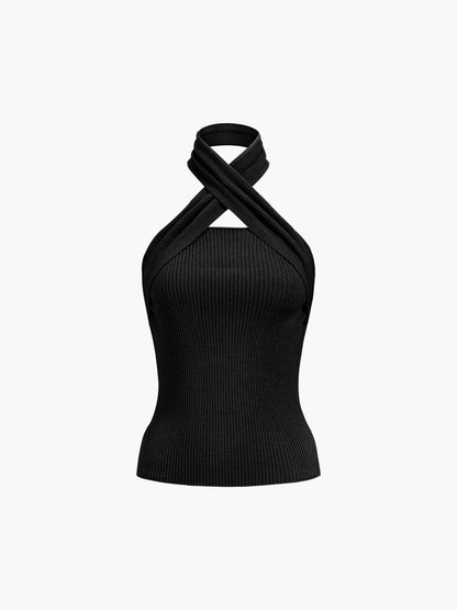 Kestane Halter Kaburga Örgü Üst