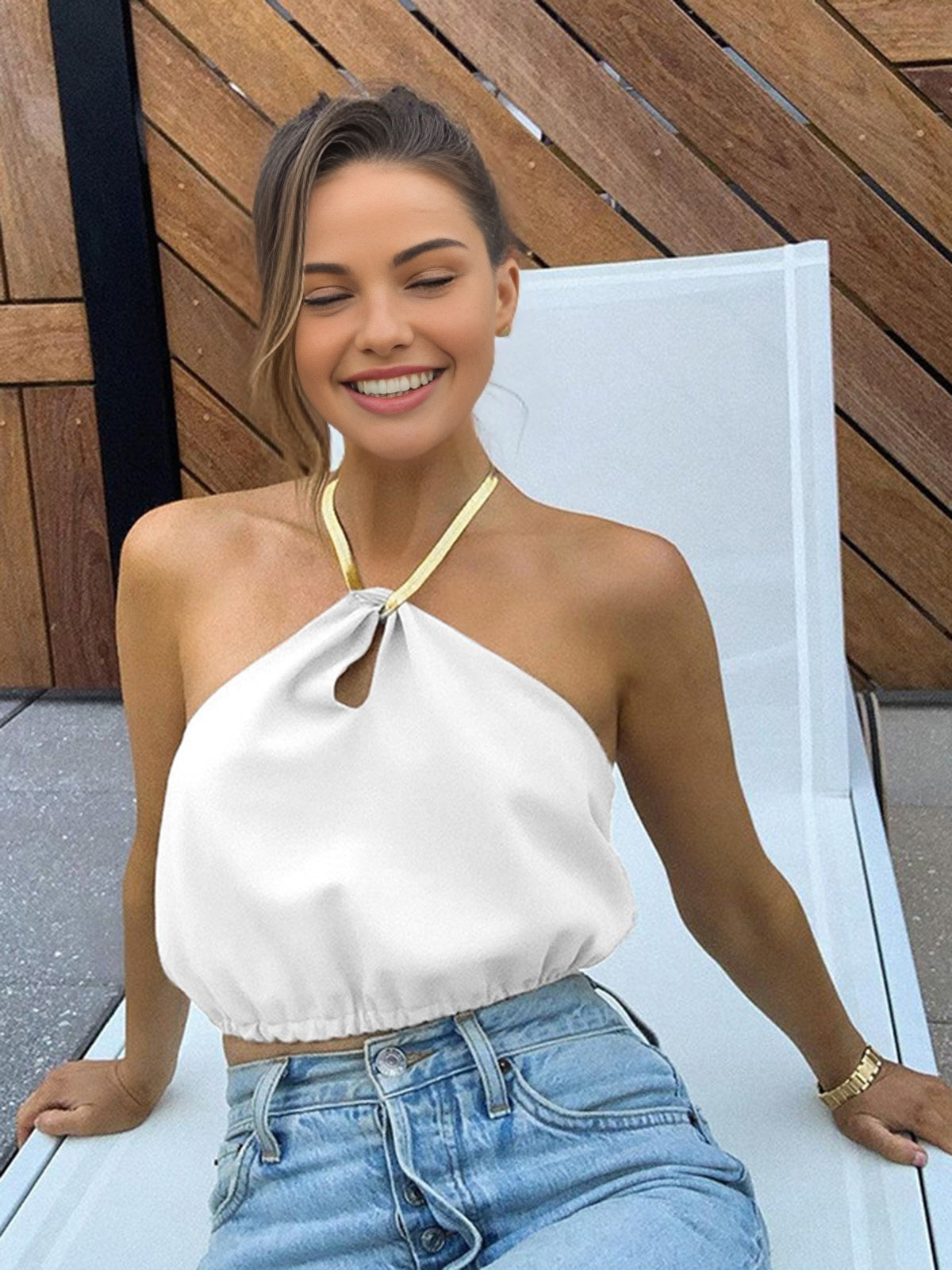 Halter Kısa Kolsuz Üst