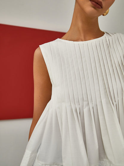 Pliseli Peplum Kolsuz Bluz
