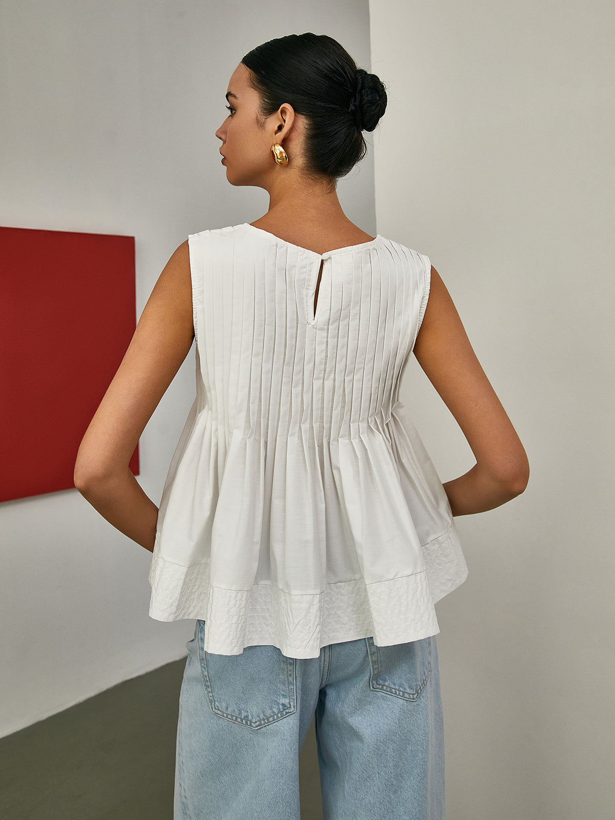 Pliseli Peplum Kolsuz Bluz