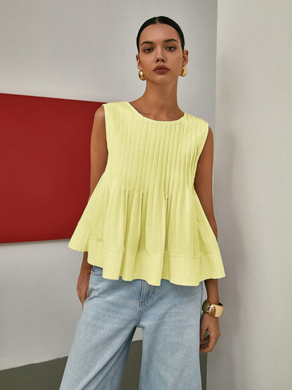 Pliseli Peplum Kolsuz Bluz