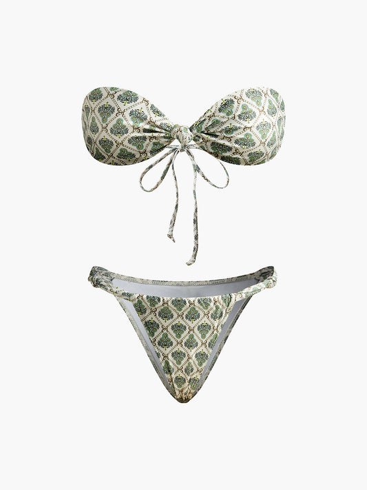 Baskılı Askısız Bikini Seti