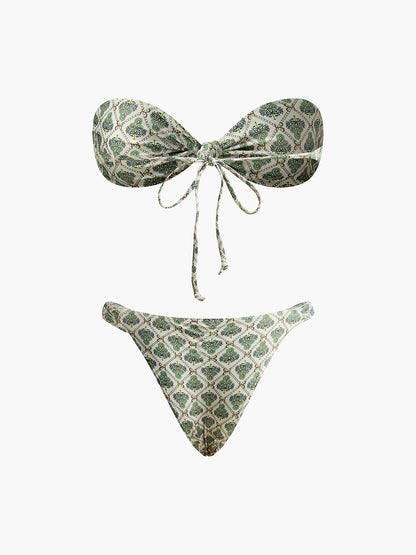 Baskılı Askısız Bikini Seti