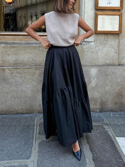 Asimetrik Plise Maxi Etek