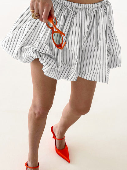 Pinstripe Elastik Bel Balon Etek