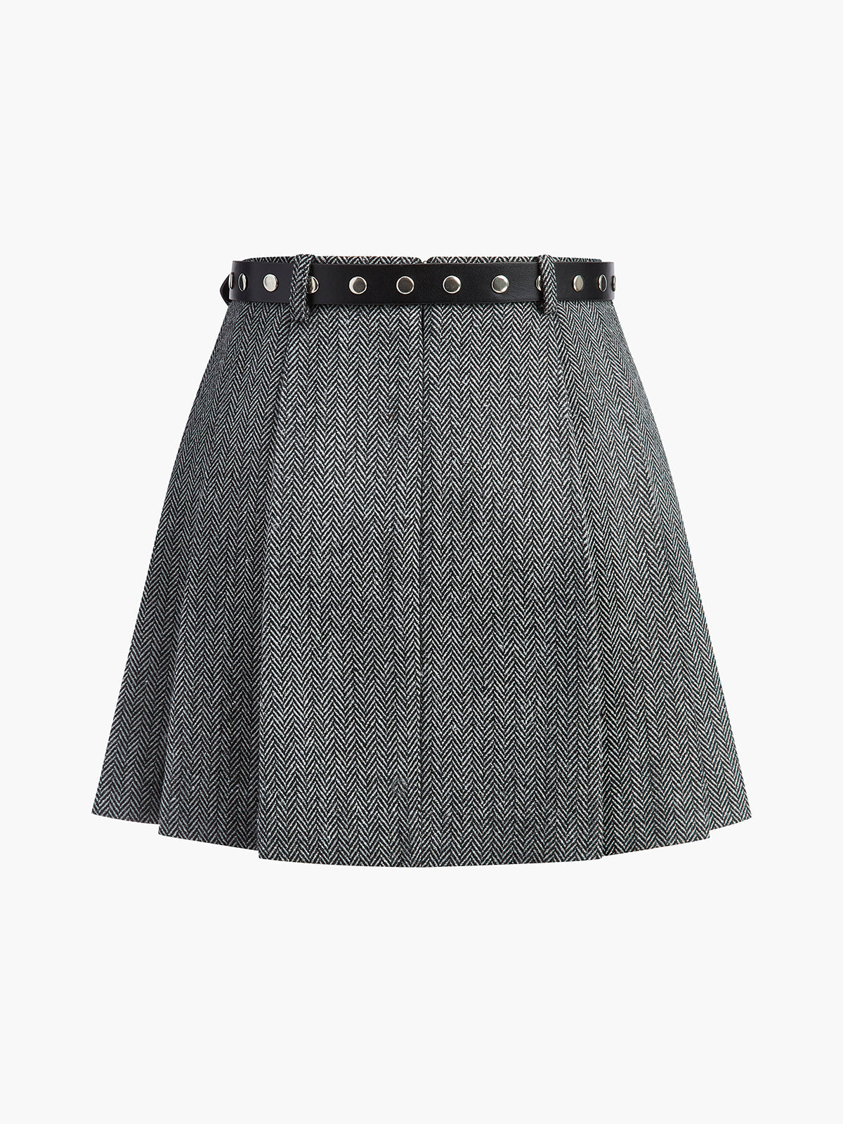 Chevron Kemerli Tweed Etek
