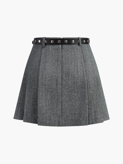 Chevron Kemerli Tweed Etek