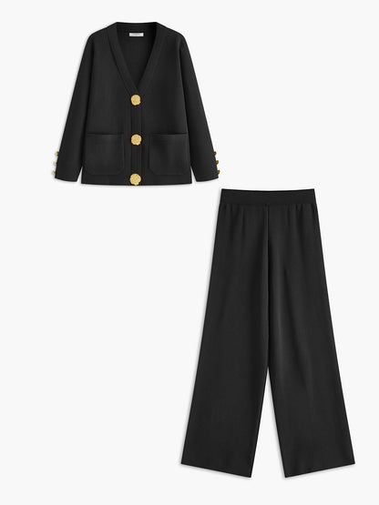 Minimalist Metal Düğmeli Jersey Pantolon Takımı