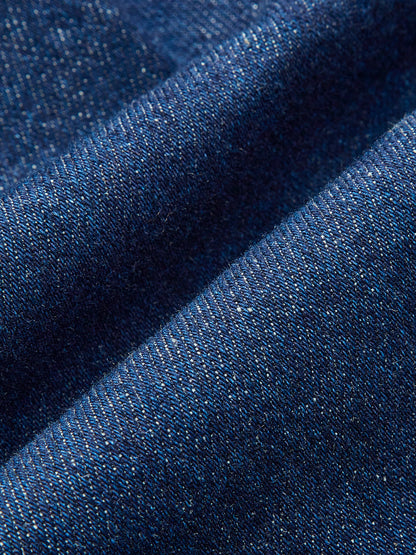 Çapraz Sırt Denim Dalga Elbise