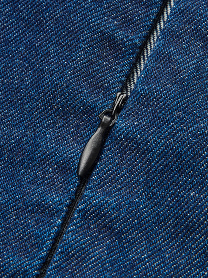 Çapraz Sırt Denim Dalga Elbise