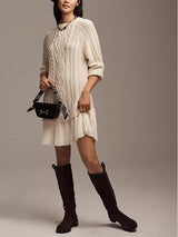 Twist Shape Knit Sweater Mini Dress