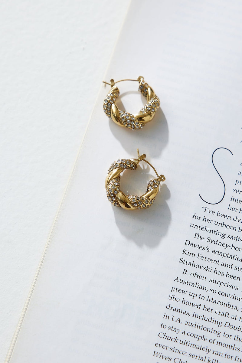 18 Ayar Altın Kaplama Kristal Lover Küpe Altın