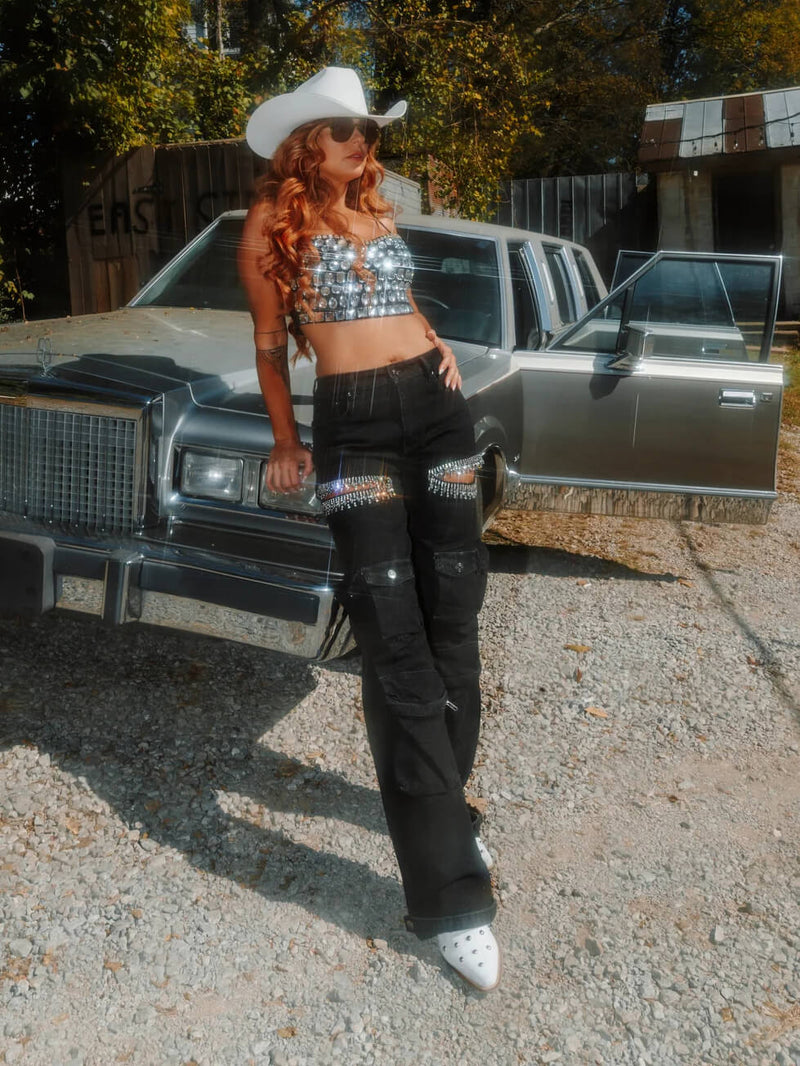 Kesik Taşlı Kargo Jeanler