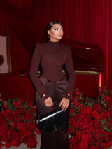 Elegant Open-Back Turtleneck Mermaid Maxi Gown