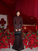 Elegant Open-Back Turtleneck Mermaid Maxi Gown