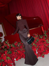 Elegant Open-Back Turtleneck Mermaid Maxi Gown