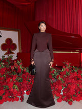 Elegant Open-Back Turtleneck Mermaid Maxi Gown