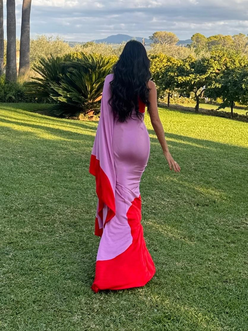 One Shoulder Draped Maxi Dress