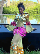 Mesh Sequins Maxi Dress