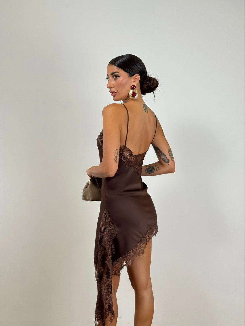 Elegant Lace-Trimmed Slip Mini Dress