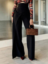 Art Print Mesh Bodysuit High Waisted Wide Leg Pants Set