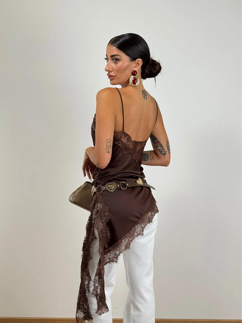 Elegant Lace-Trimmed Slip Mini Dress